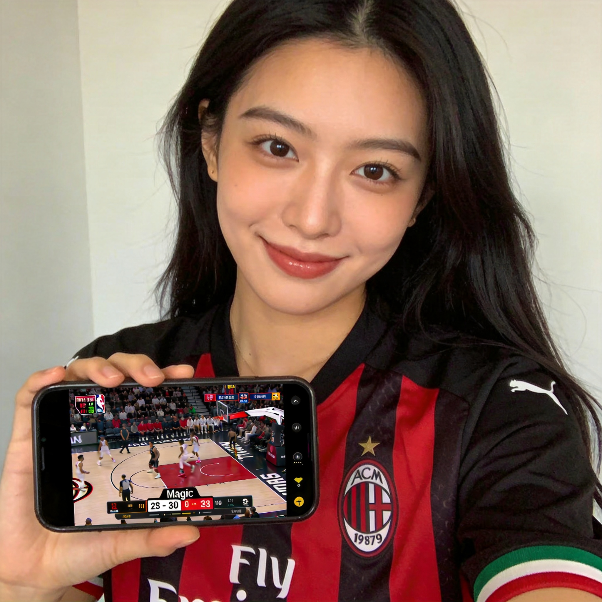 美滋滋女性球迷七七使用米兰网页版看球